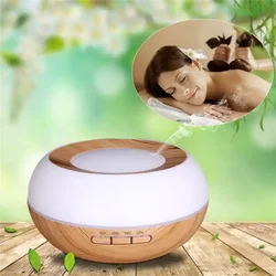 Aroma Diffusor Ätherisches Öl Luftbefeuchter Kühlen Nebel Ultraschall Aromatherapie Holzmaserung Duft 7 Farbe LED Licht für Home 300ml