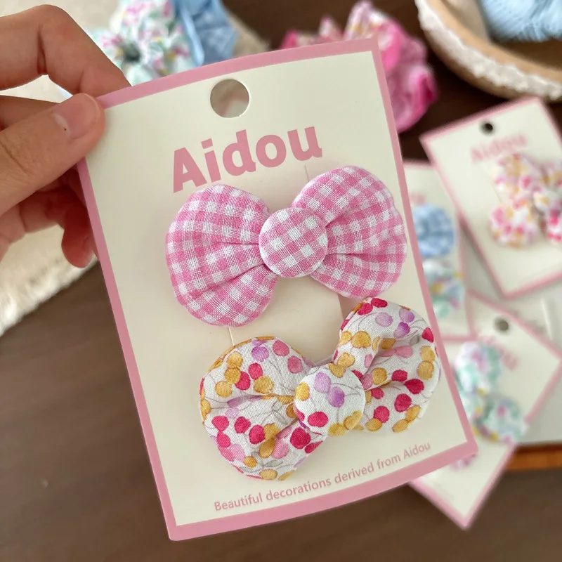 Hair Clips Hair Ties Sweet Blue Pink Floral Plaid Bow Lace Fabric Scrunchie Ponytail Headwear Lightweight Small Daily