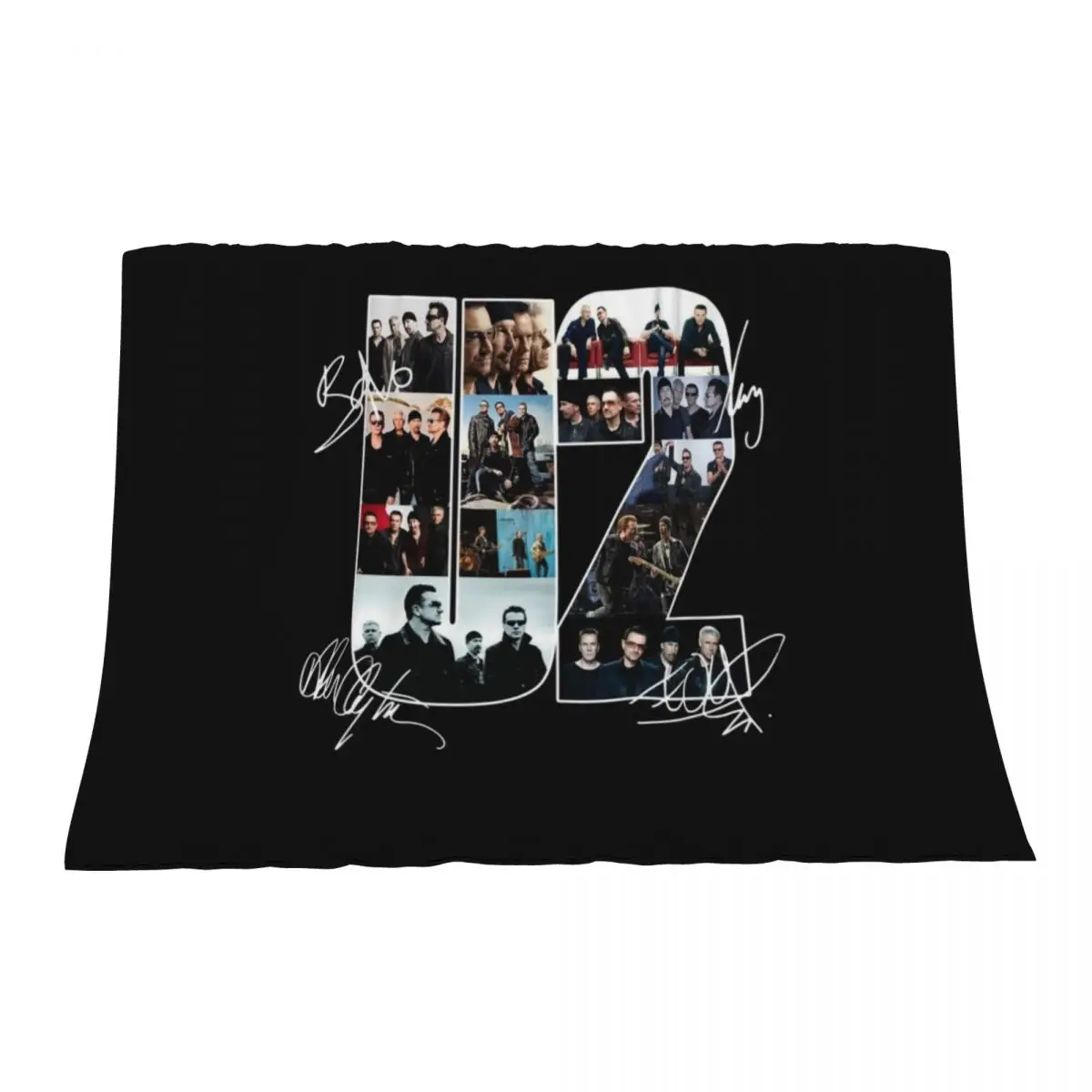 

ú2 Rock Band Signatures Throw Blanket Personalized Gift Nap Plaid Comforter Blankets