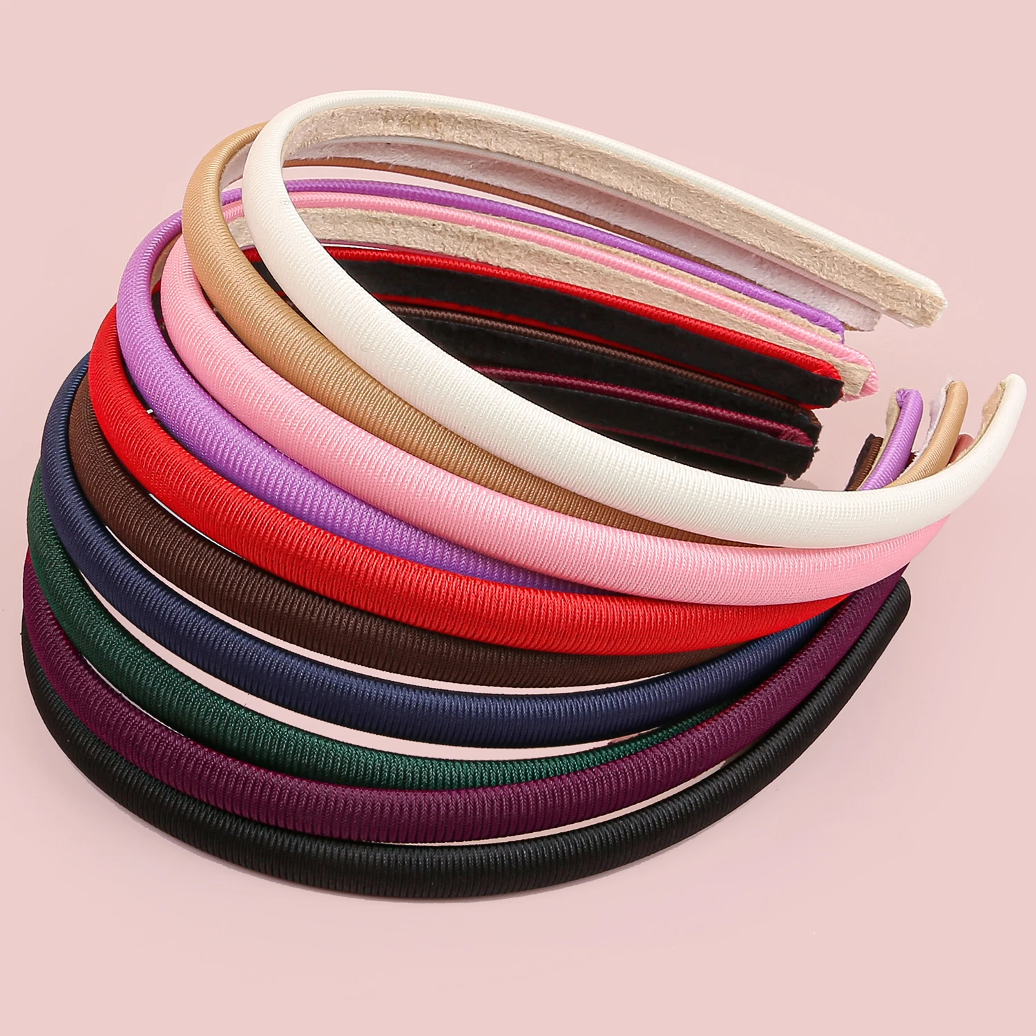 1/5pcs Plain 1cm Thin Headband for Girls Fabric Covered Resin Hairbands Plastic Hairhoop Kids Children Hair Accessories