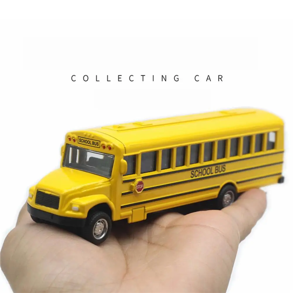 NASITIP 1:43 Alloy Classic School Bus Model 14cm Yellow Children Pull Back Car Toy Decoration