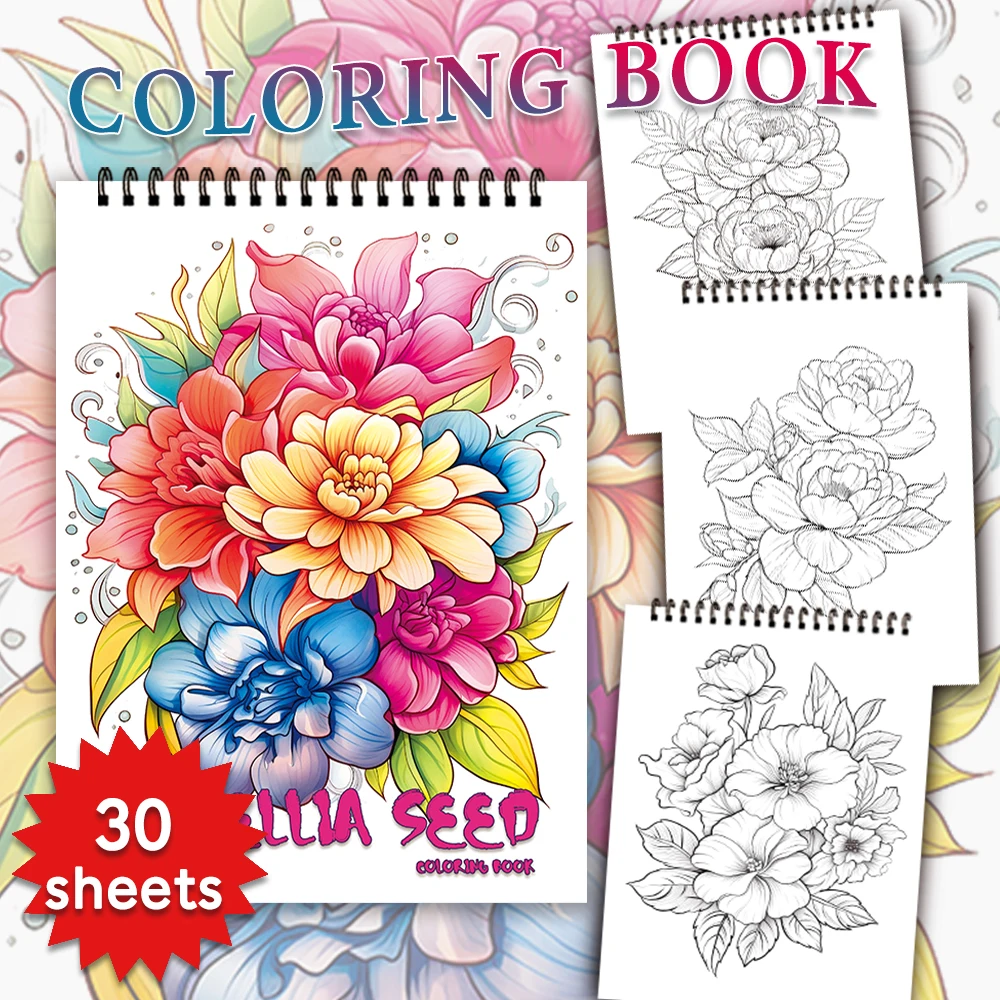 Women's Spiral Colouring Book - 30 Sheets 11.2x 8.3 inch, Stress Relief Colouring Book, Birthday Gift, Holiday Party Gift