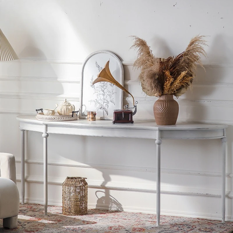 

French romantic bedroom retro dressing table loft industrial style wrought iron entrance platform, villa corridor case