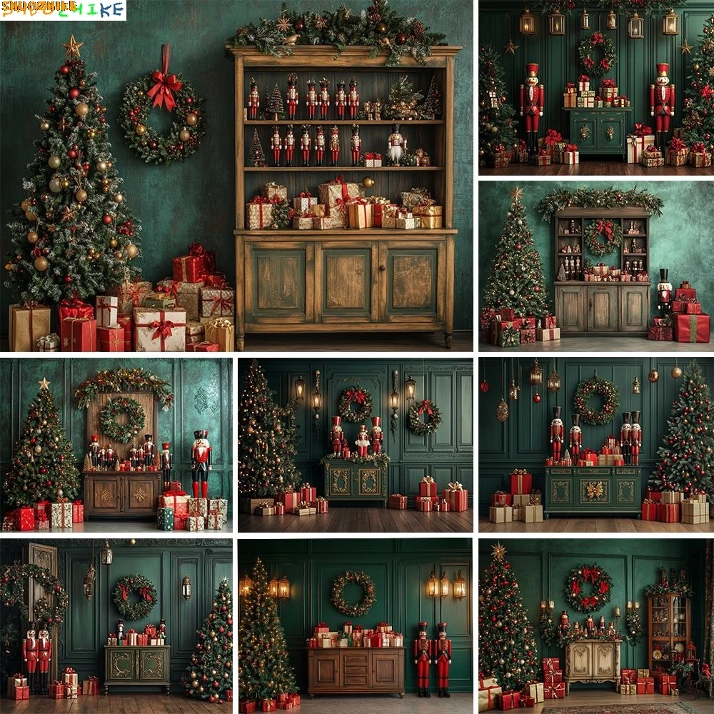 

Christmas Nutcracker Backdrops Kids Adult Photography Props Baby Child Retro Fireplace Socks Wreath Room Backgrounds