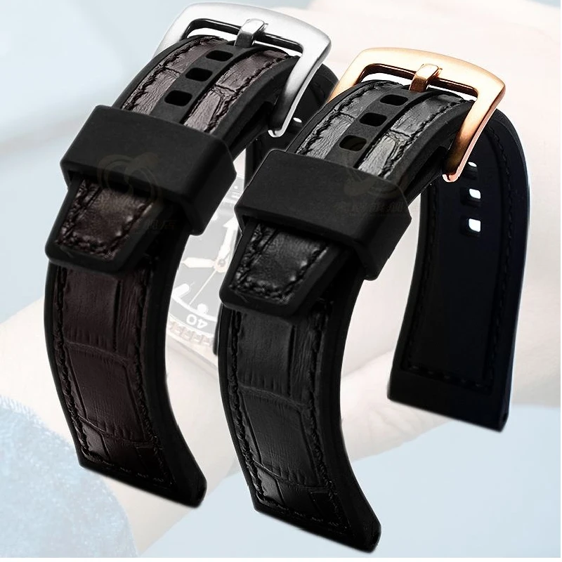 For New SEIKO Men's watch strap SRPD55/SRPD65K3/SRPD76K1 cowhide silicone Bottom Bracelet Waterproof Sport Watchband 22mm