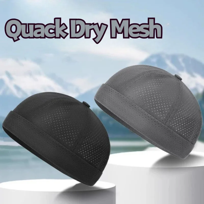 

New Mesh Brimless Skullcap Hip Hop Sailor Summer Cap With Rolled Cuff Breathable Beanie Hat For Men Ultra-Light Landlord Hat