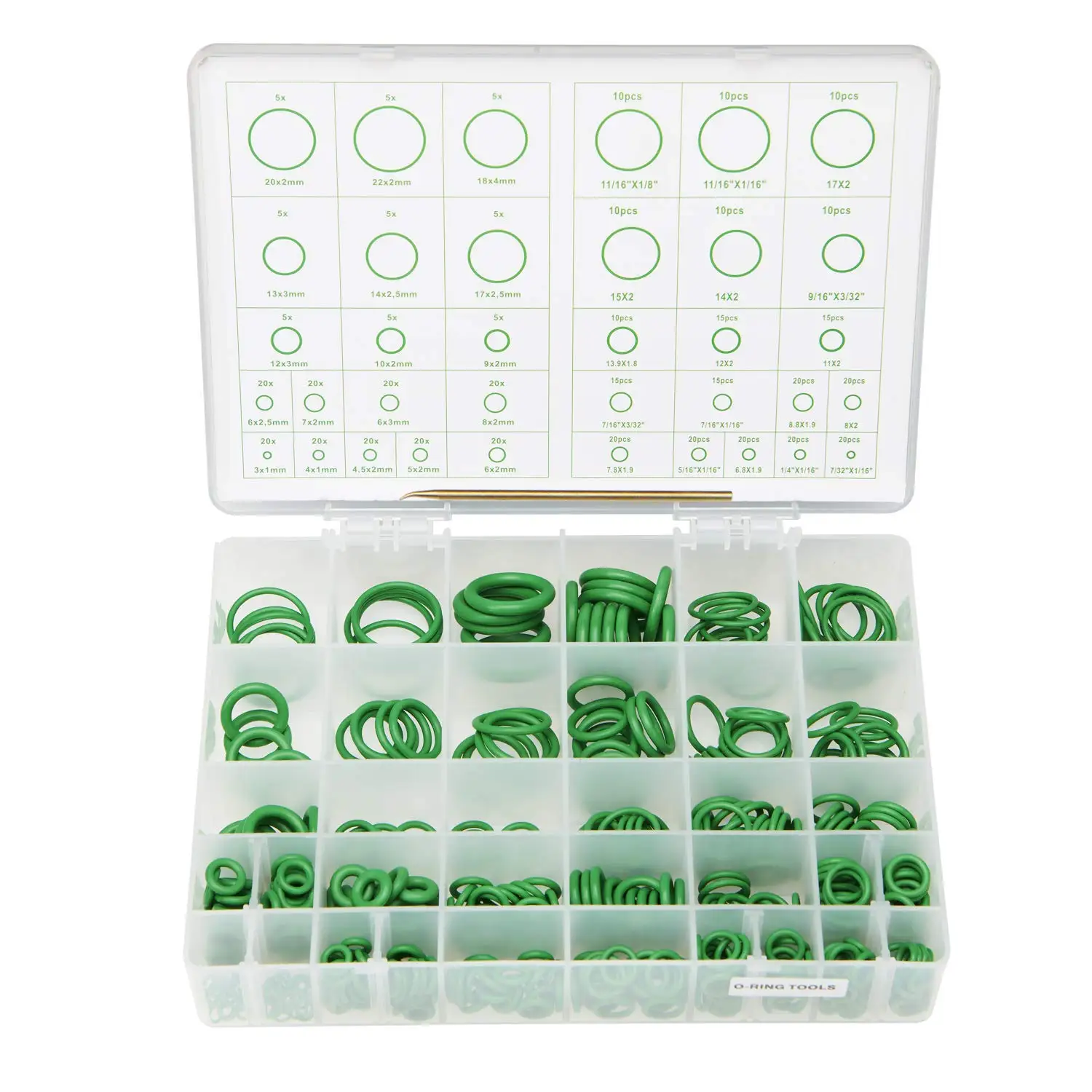 495 Pieces SAE Metric O Ring Kit with O-Ring Pick & Installation Tools Rubber Washer Orings for A/C  O Ring Kit