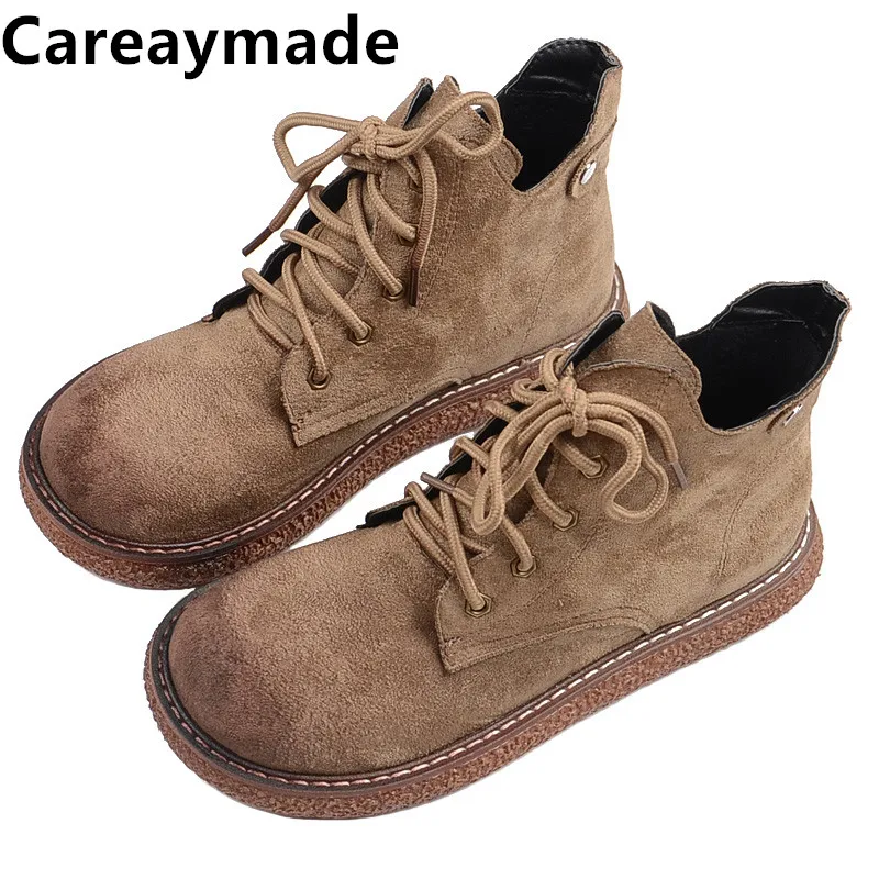 Careaymade-New Casual boots autumn&winter women\'s versatile big head doll shoes thick soled short boots flat soled women\'s boots