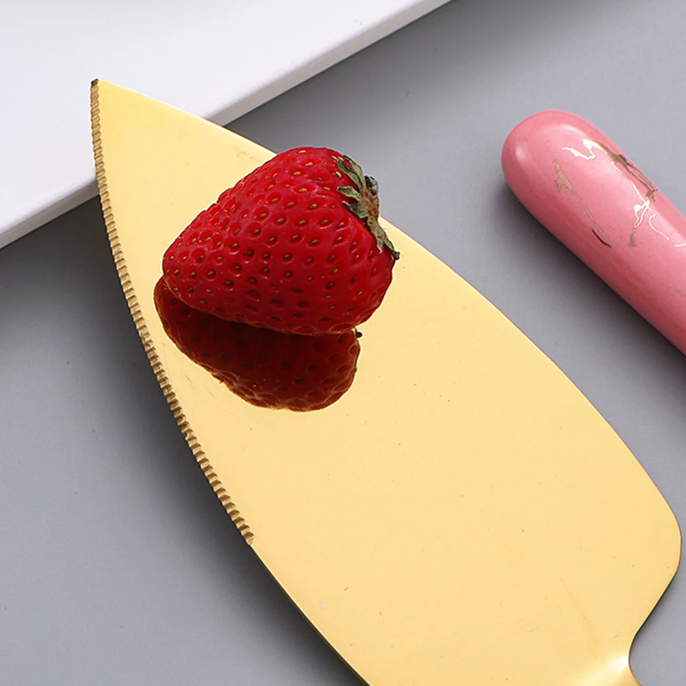 

Ceramic Handle Knife Shovel Set Stainless Steel Cake Tools Delicate Spatula Party Server Baking Spatulas Wedding Gifts Reusable