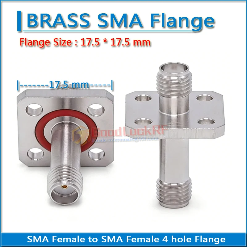 SMA Female to SMA Female Plug 4 hole Flange Chassis Panel Mount 17.5 * 17.5 mm Copper DC-6GHz 50ohm RF Connector Adapter