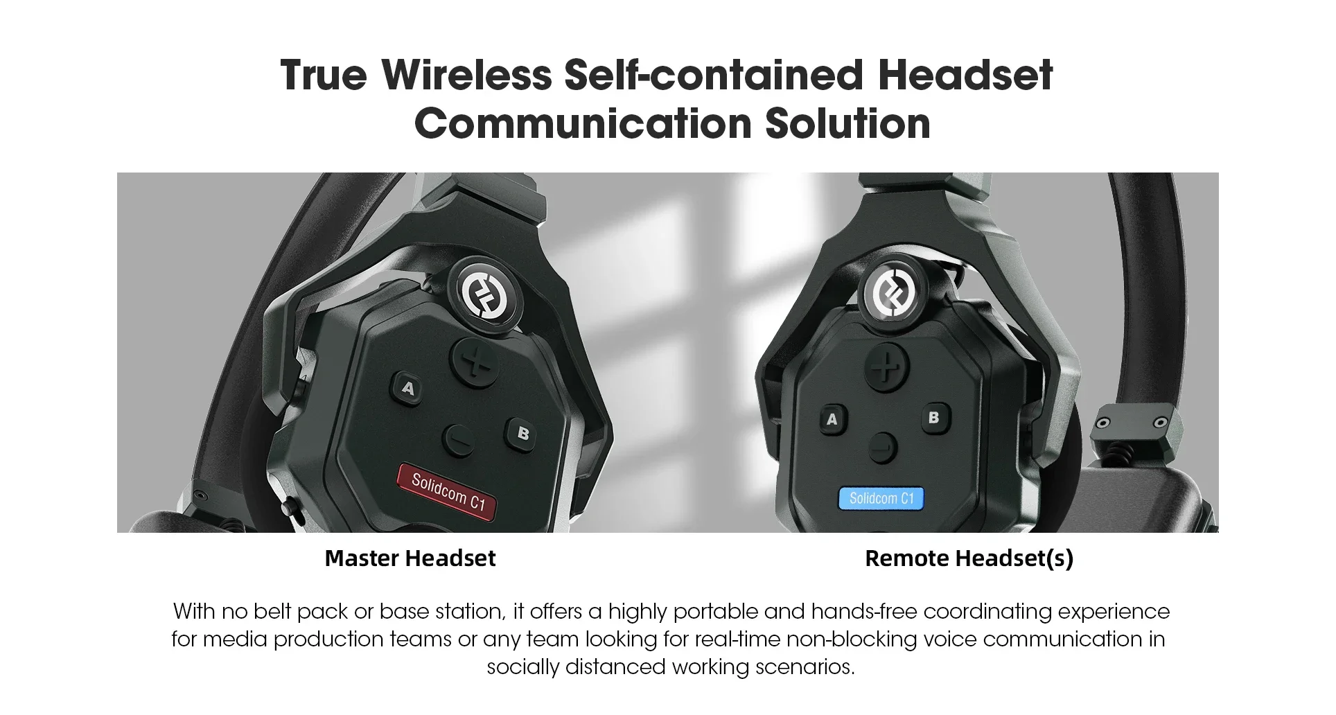 Solidcom C1 Wireless Intercom Communication Headset Remote Single Ear Headphone Microphone