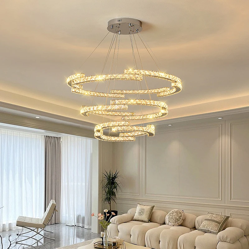 

Modern Crystal Pendant Lights Led Ring Light Luxury Home Decoration Living Room Ceiling Chandelier Indoor Lighting Fixtures