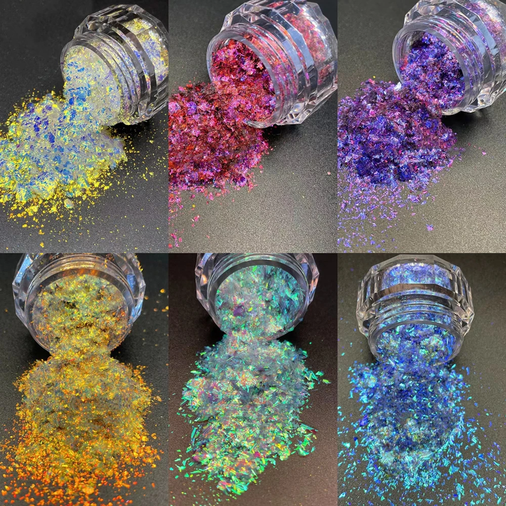 1 Bottle 3g Chameleon Opal Nail Glitter Powder Cloud Brocade Flakes Pigment Nails DIY Decoration Accessories Powder Dust