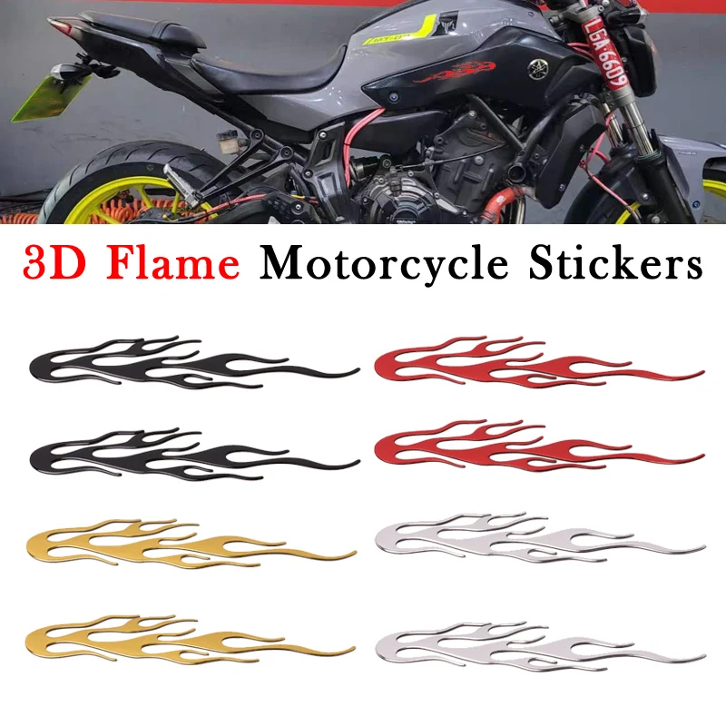 3D Flame Fire Auto Motorcycle Tank pad Stickers Emblem Fairing Decals For Haley Honda CB CBR Yamaha R1 R6 Kawasaki Suzuki GSXR