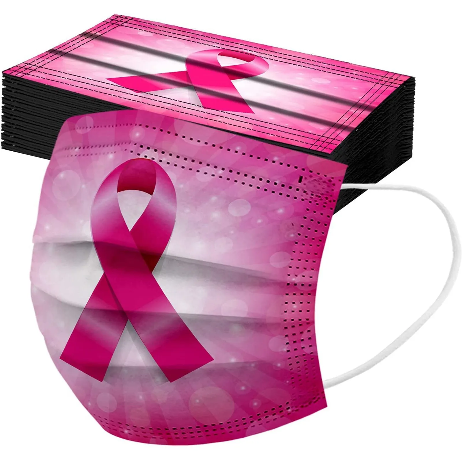 

Одноразовая защитная маска для взрослых, маска с лентой для осведомленности груди и принтом, унисекс, 3-слойное дышащее полотенце для лица