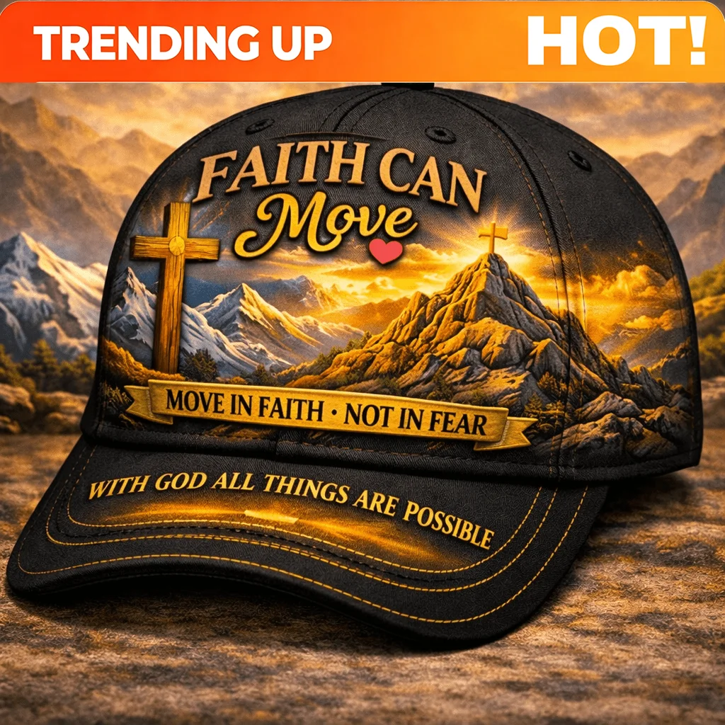 Custom Faith-Based Christian Baseball Cap Adjustable High-End Suitable For Believers With Mountain Landscape & Religious