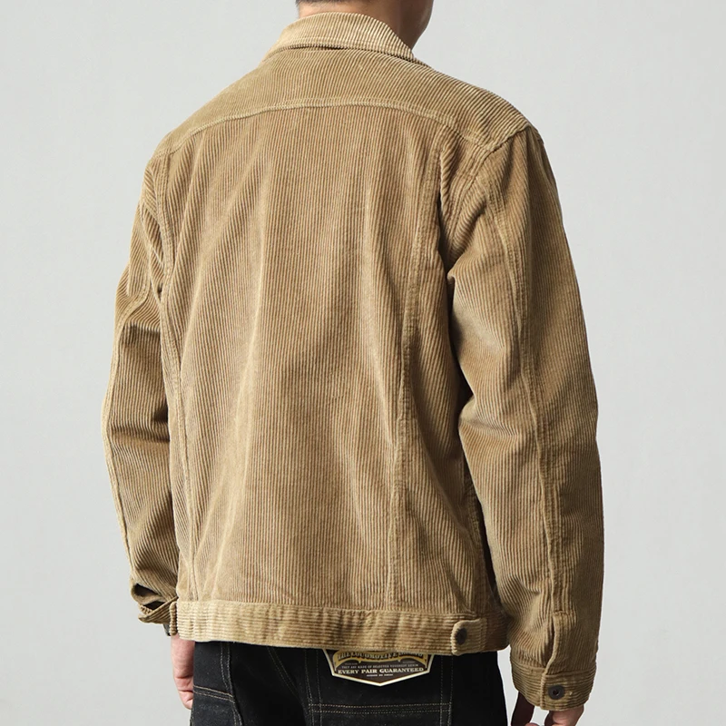 Autumn And Winter New American Retro Men's Corduroy Jacket 100% Cotton Washed Loose Fashion Casual Single-breasted Lapel Coat