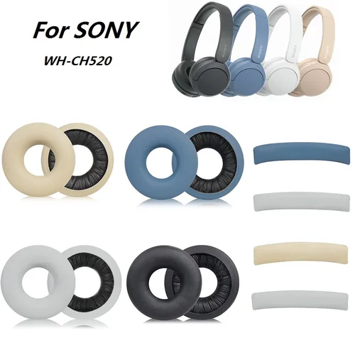 Almohadillas para auriculares SONY WH-CH520, repuesto de alta calidad, orejeras, almohada para la oreja, diadema, cojines