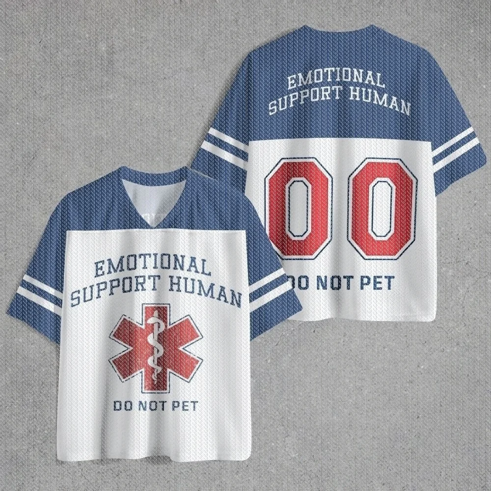 Retro Distressed Medical Star Text Print Mesh V-neck Sports Jersey Breathable Short Sleeve Unisex Funny Slogan Casual Street Top