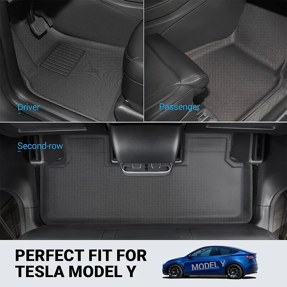 All-Weather Waterproof XPE Floor Mats For 2020 - 2024 Tesla Model Y Frunk Trunk Mat Cargo Liner, Rear Seat Back Anti Dirty Pad