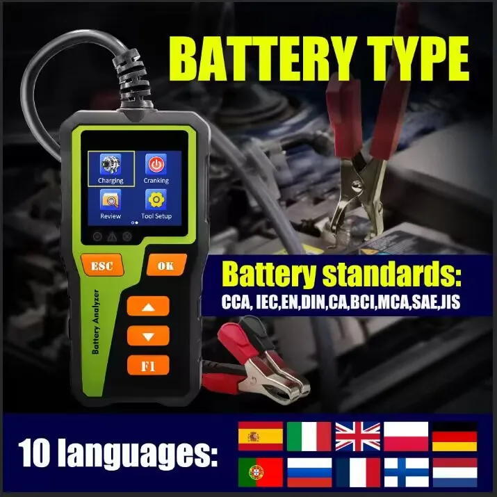 5V-36V Car Battery Tester BT30 Charging Cranking Test CCA Circut Analyzer Auto Accessories For Wet/GEL/Lead-acid Battery Supply