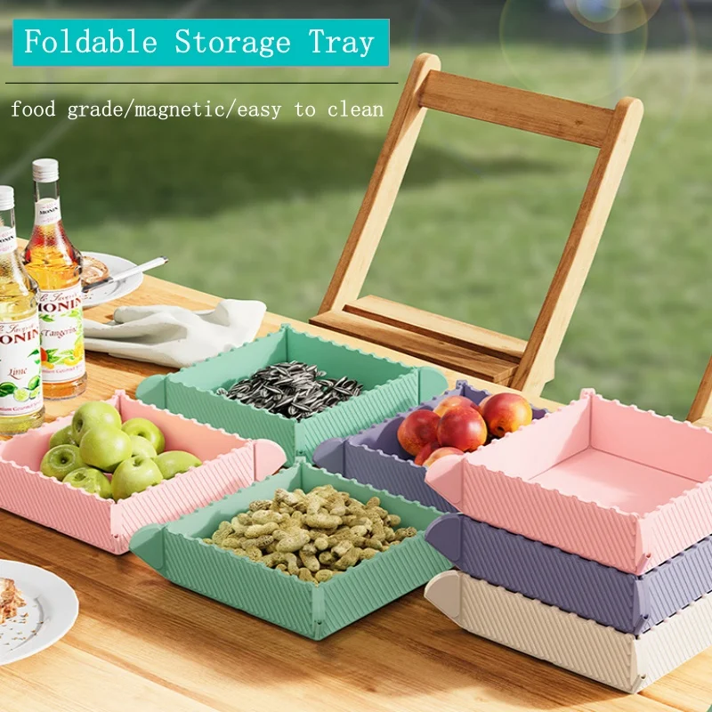 Reusable Silicone Magnet Folding Storage Box Heat Insulation Thicken Placemat Food Snacks Storage Case Collapsible Camping Bowls