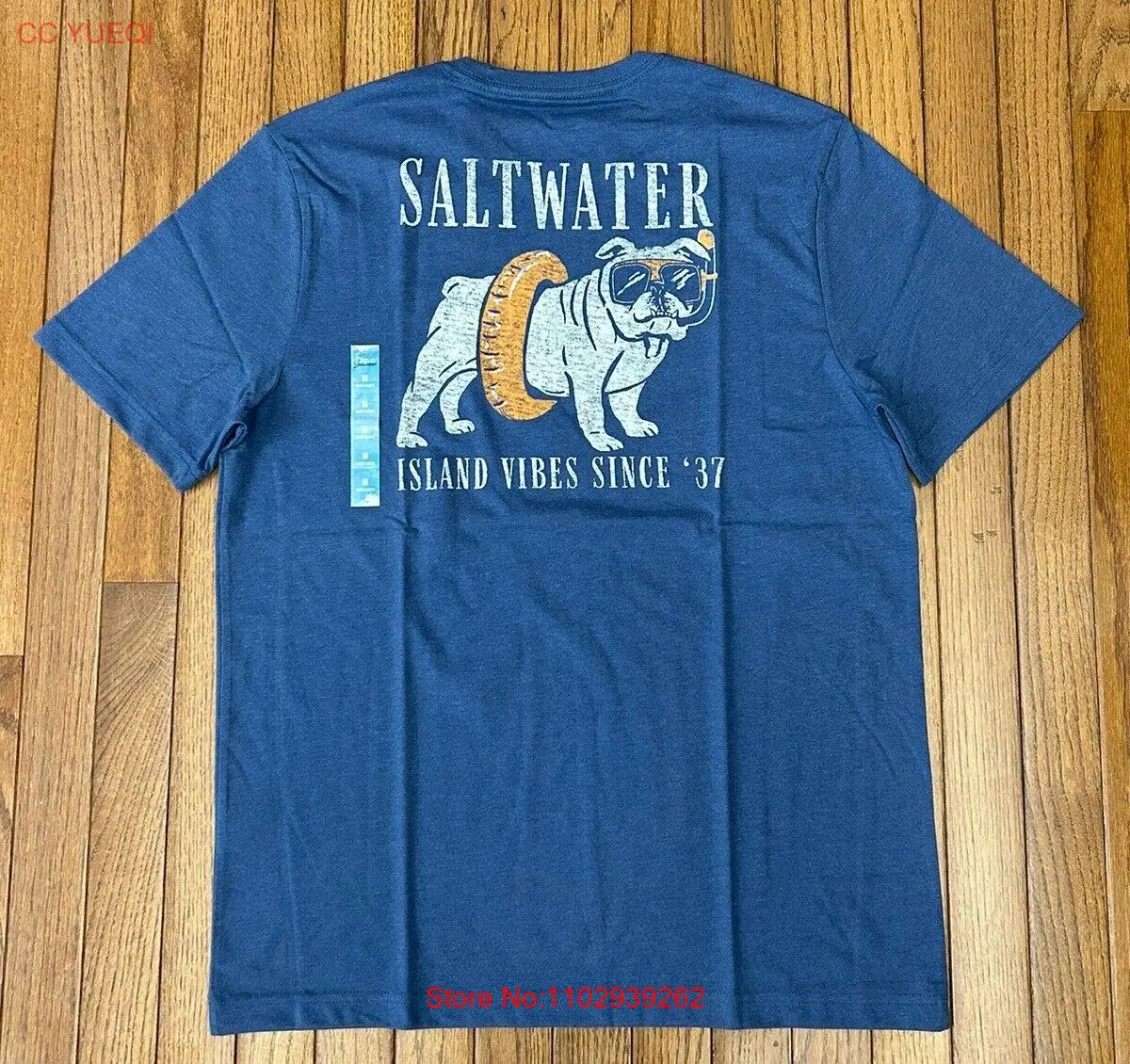 Новая мужская синяя футболка IZOD SALTWATER Bijou Crew, размер стрейч-бульдога, средний размер