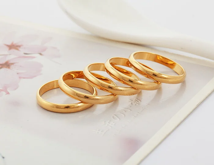 U7 5pcs/set Stackable Multiple Layers Ring Set for Women Men Unisex Jewelry Gold Color Classic Band Wedding Rings