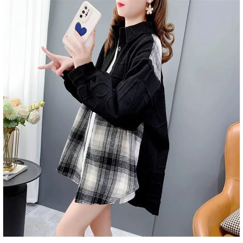 Casual Joker Women's Lazy Wind Loose Coats 2024 Spring Autumn New Female Chic Design Overcoat Join Togethercardigan Shirt Jacket