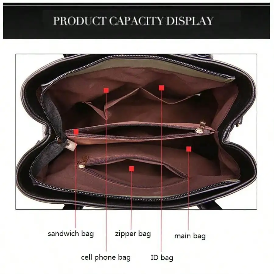 Mulheres espaçosas moda feminina bolsas senhoras bolsa mochila sacos de ombro tote bolsa de couro