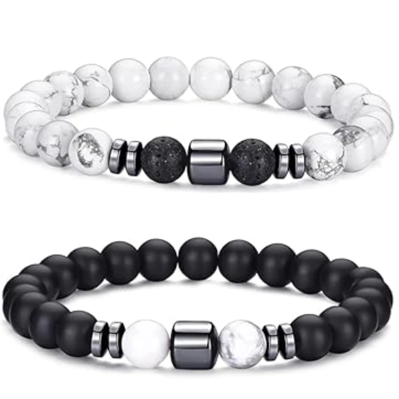 

Tiger Eye Bracelet Volcanic Rock White Pine Black Gallstone Bracelet Adjustable Black Crystal Beaded Bracelet Men Women Gifts