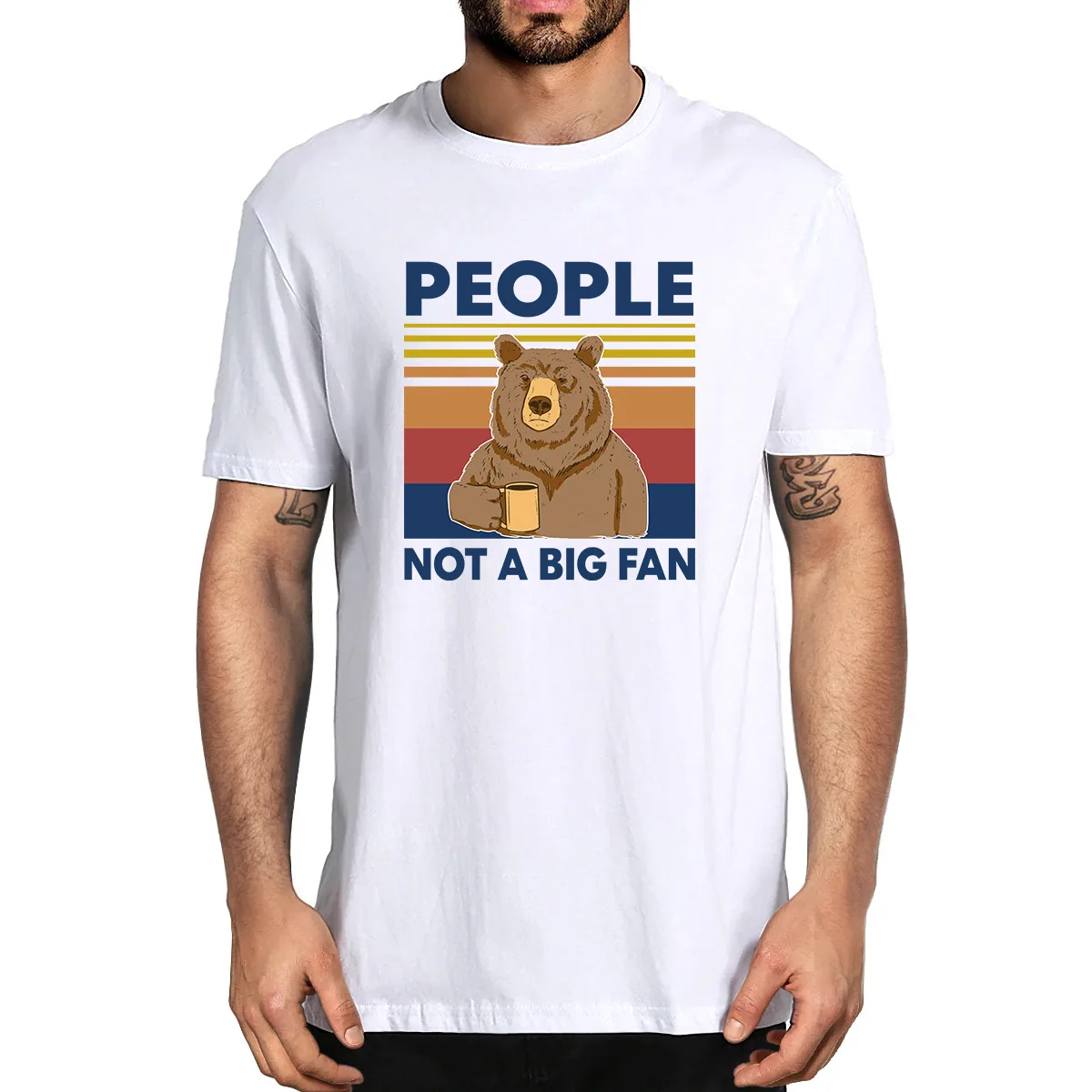 

Fashion Summer Bear That's What I Do Drink Coffee People Bot A Big Fan Vintage Men's Novelty Oversized T-Shirt Women Casual Tee