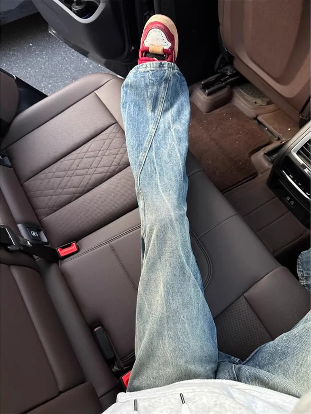 

Blue Lightning Pattern Flared Jeans Men's CleanFit Slim mid Waist Slimming Trendy Casual Long Pants Straight Tube Loose Fit