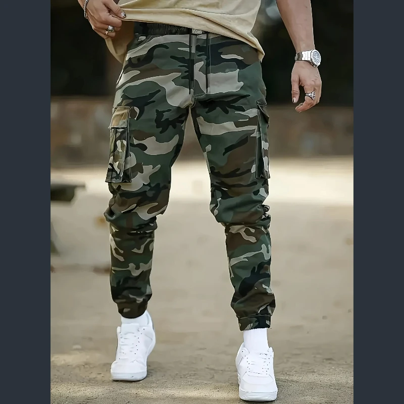 

Men's Camouflage Cargo Pants Autumn Sweatpants Outdoor Bunched Long Trousers Men Casual Multi-Pocket Workwear Male Long Trousers