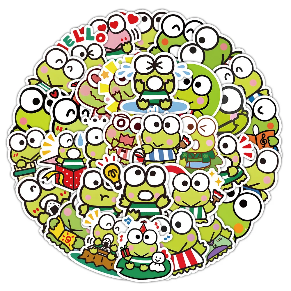 10/30/50PCS Sanrio Kero Kero Keroppi Green Kawaii Frog Sticker Cute Cartoon Graffiti DIY Laptop Guitar Water Cup Decal Kids Toy