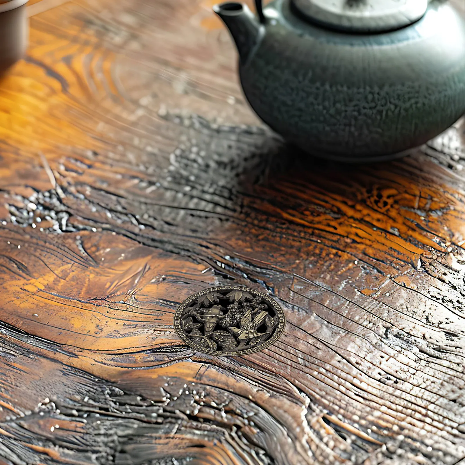 3Pcs Tea Tray Drain Filter Lids Alloy Mesh Vintage Retro Tea Serving Tray Parts Drain Covers Filter Lid Vintage Draining Lid