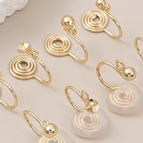 14K Gold-Plated Bean Ear Clips No-Piercing Required Silicone Ear Bone Lifting Rings DIY Fashion Accessory Mosquito Tra Design