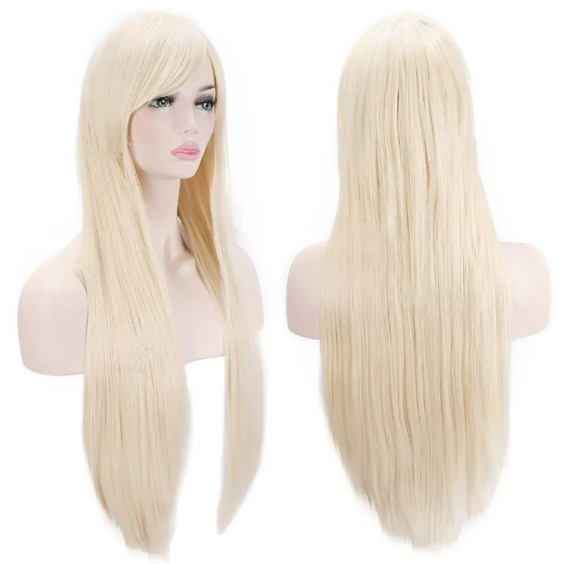 32 80cm Long Straight Anime Fashion Women's Cosplay Party Wig Heat Resistant Synthetic Hair Wigs Costume