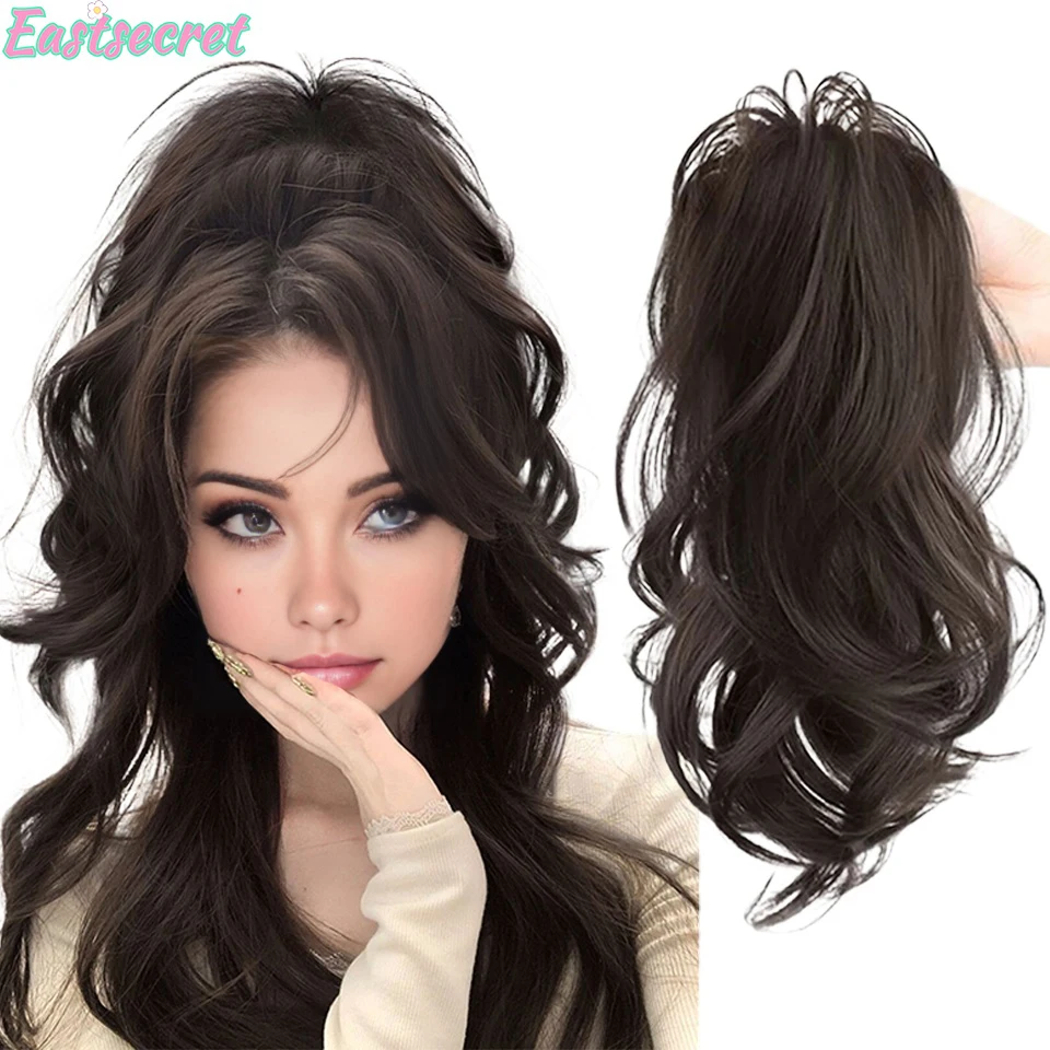 EASTSECRET Wigs Female Vitality Girls Light And No Sense Of Falling, Half Tie Princess Waterfall Curls High Ponytail Wigs