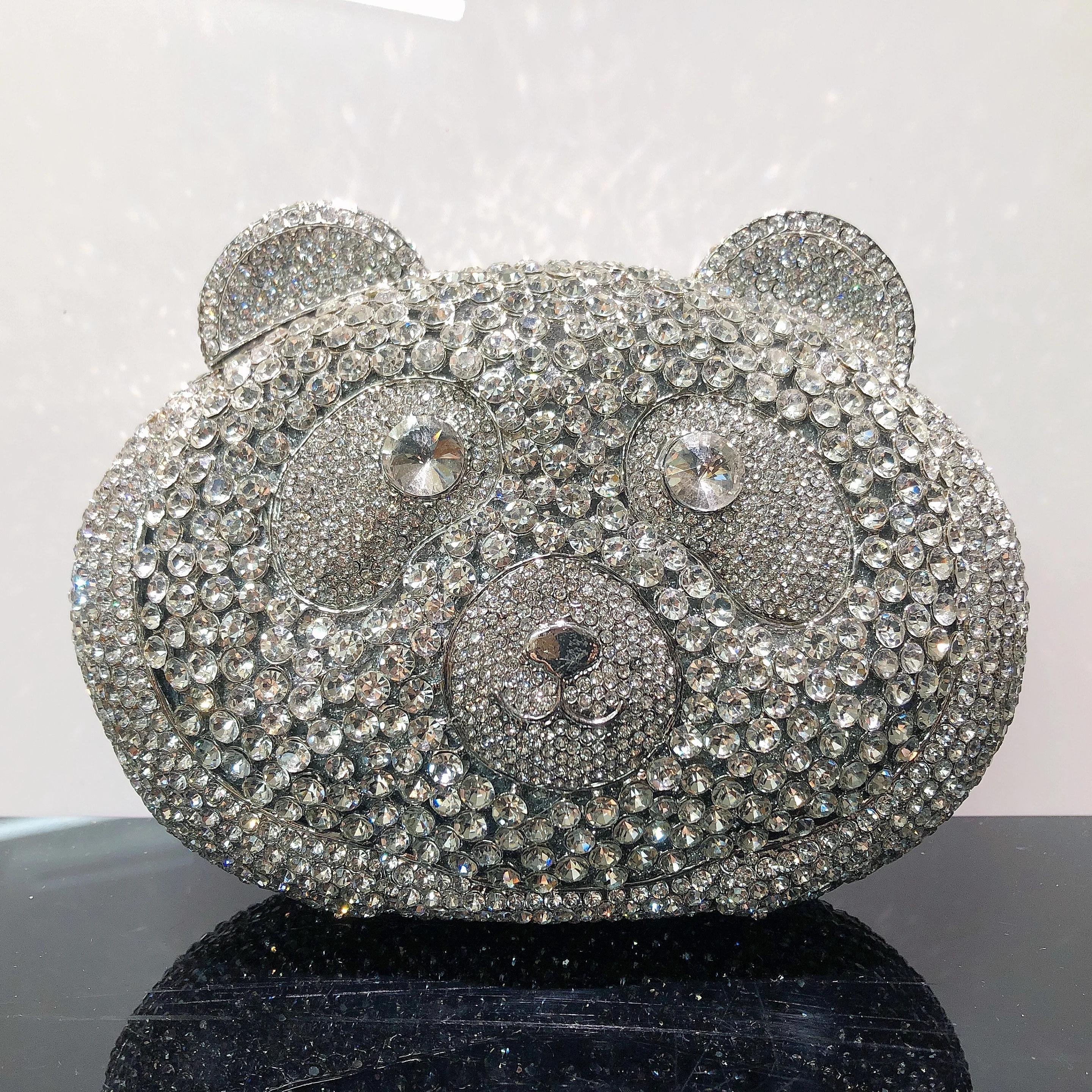 2025 Factory Direct Sales Bear Shape Diamond Rhinestone Crystal Wedding Party Lady Holding Small Evening Bag