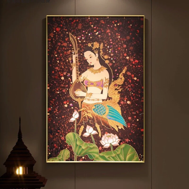 Southeast Asian Style Character Decoration Painting Thai Spa Club Massage Shop Posters Pictures Canvas Wall Art Home Decor