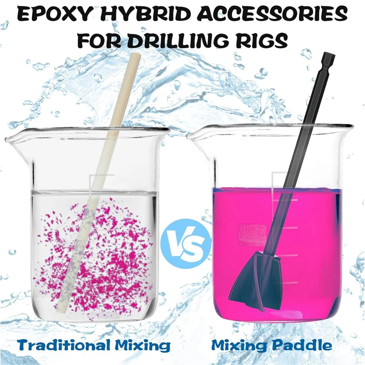 Aa98 16 pás do misturador da resina dos pces, acessório plástico reusável da broca do misturador da pintura, agitador da pintura do misturador da broca da resina da hélice para a broca