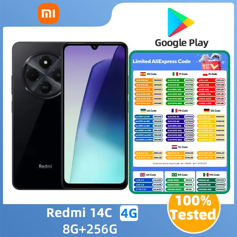 Redmi 14C 4g Android 6.88-inches MediaTek Helio G81-Ultra RAM 8GB ROM 256GB 50MP Camera Original Used Phone