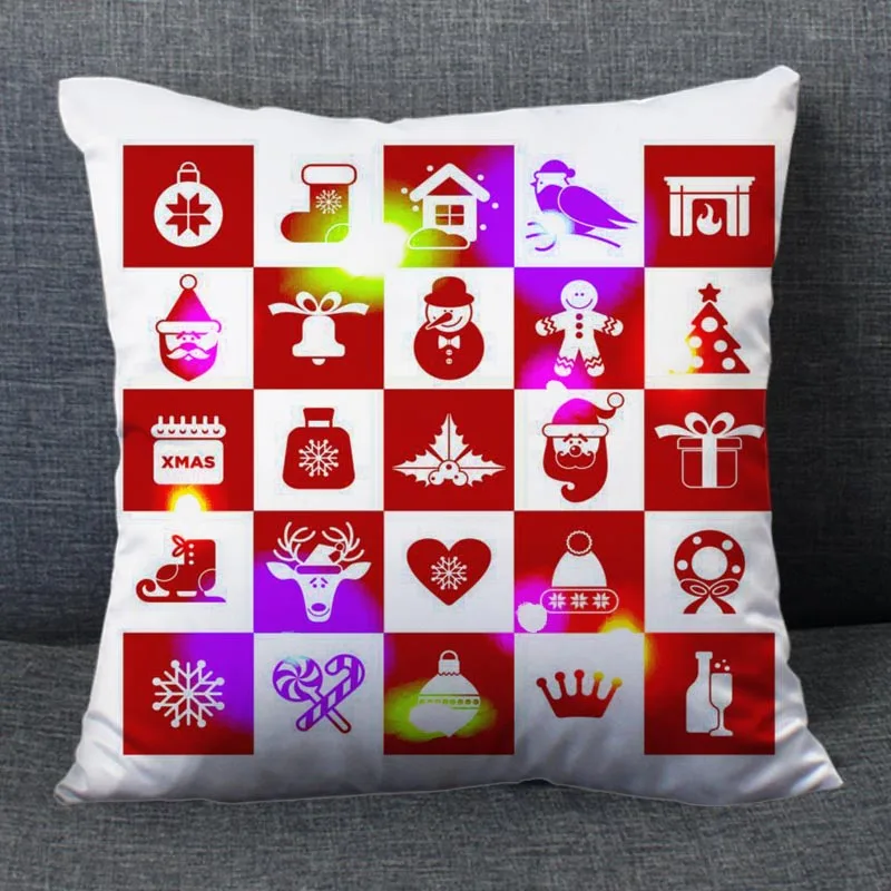 Christmas Ball Bow Clock Snowman Decorative Pattern Pillowcase Bedroom Bedside Living Room Office Garden Hotel Pillow Case 05