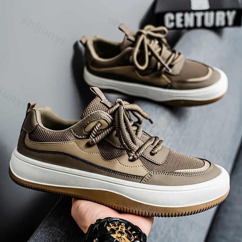 

Мужская повседневная обувь, новинка лета 2024, сетчатая дышащая прогулочная обувь на платформе, легкие удобные кроссовки на шнуровке для отдыха на открытом воздухе