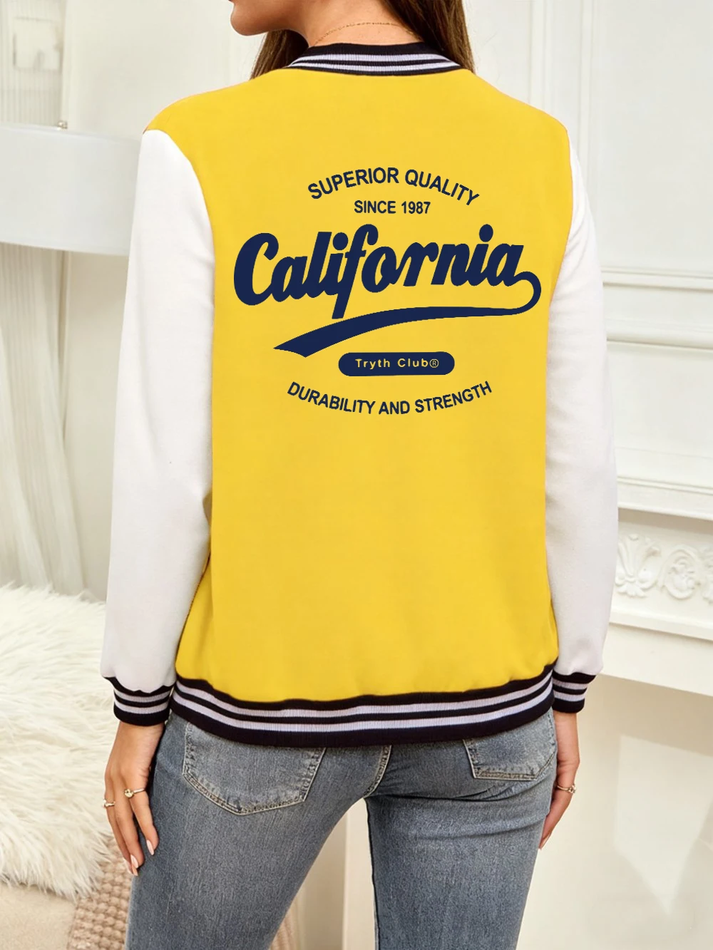 

California Letter Printing Coats Womens Comfortable Loose Baseball Jersey Basics Pocket Jackets Winter Fleece Warm Woman Clothes