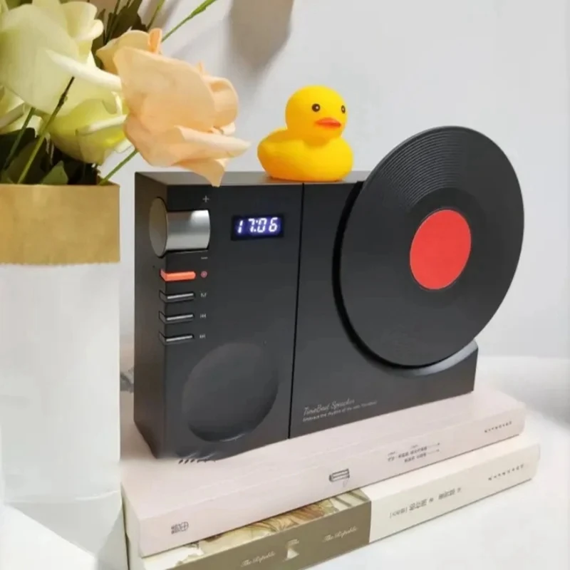 Vinyl Bluetooth Speaker Retro High-Quality Mini Audio Portable Clock Speaker Support TF Card /AUX