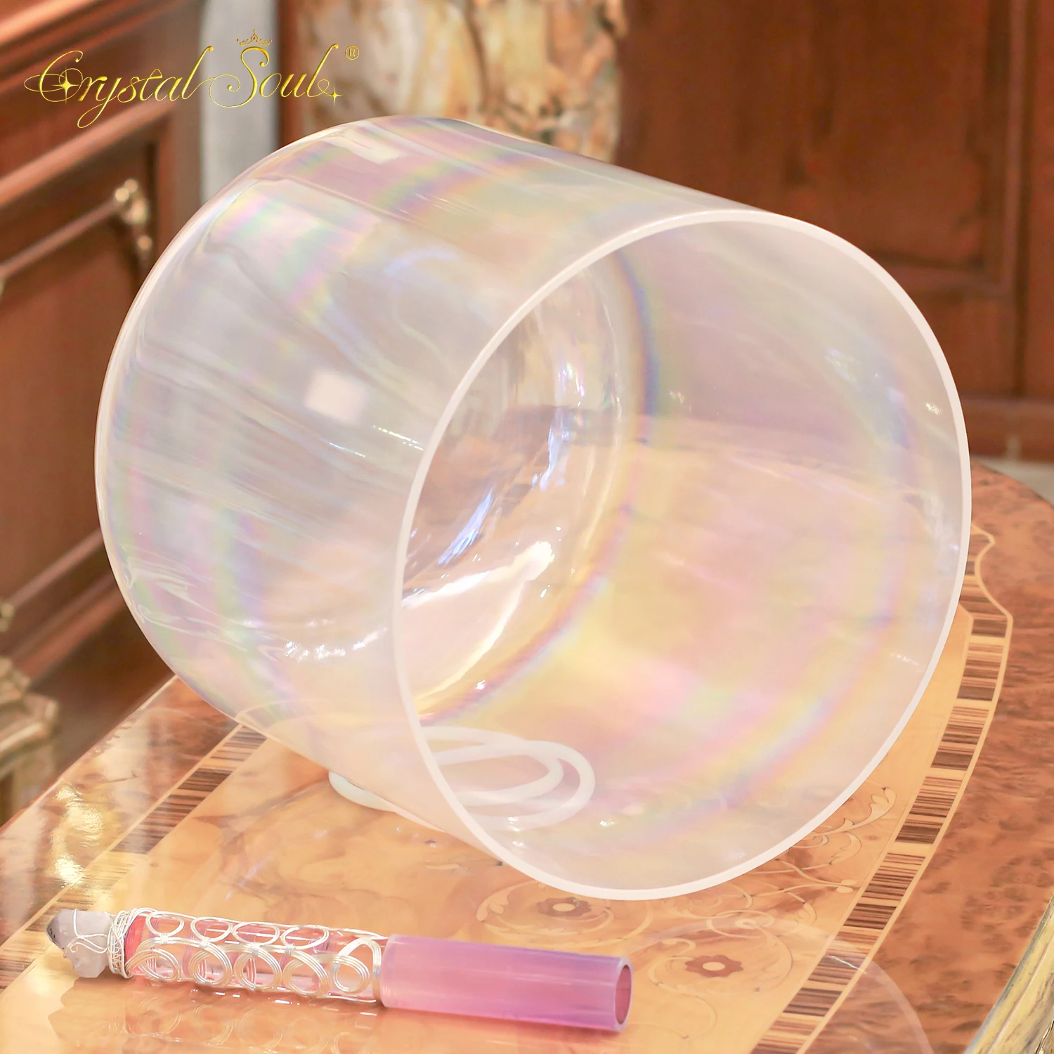 Crystal Soul Thickened High-quality Large-sized Gradient Aurora Alchemy Crystal Bowl