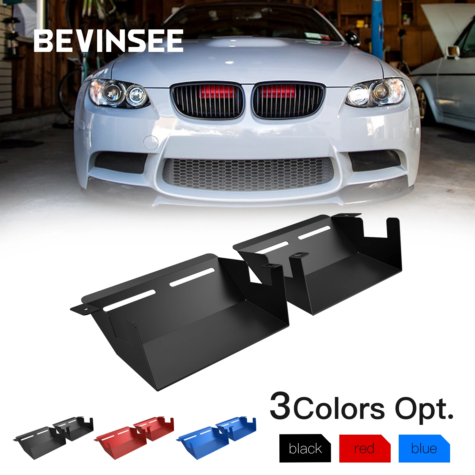 BEVINSEE Dynamic Air Intake Scoops Aluminum For BMW E90 E92 E93 335i 335xi N54 N55 2007-2012 Car Flow Intake Scoop Accessories