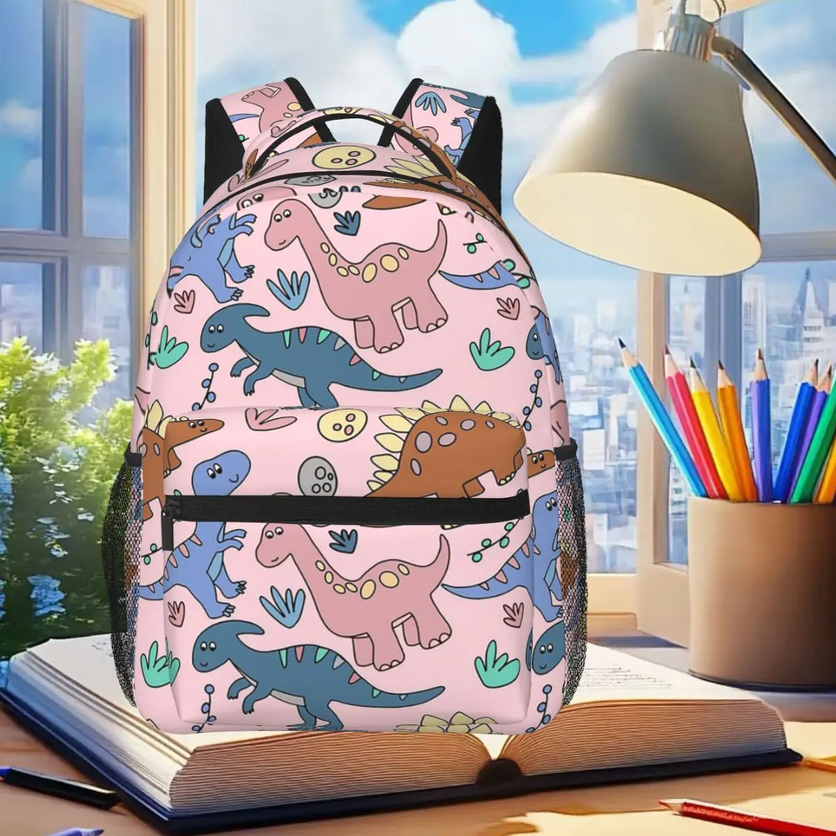 

Cartoon Cute Dinosaur Pattern Backpack Student Boys Girls BookBag Children School Bag Computer Shoulder Bags for Men Women